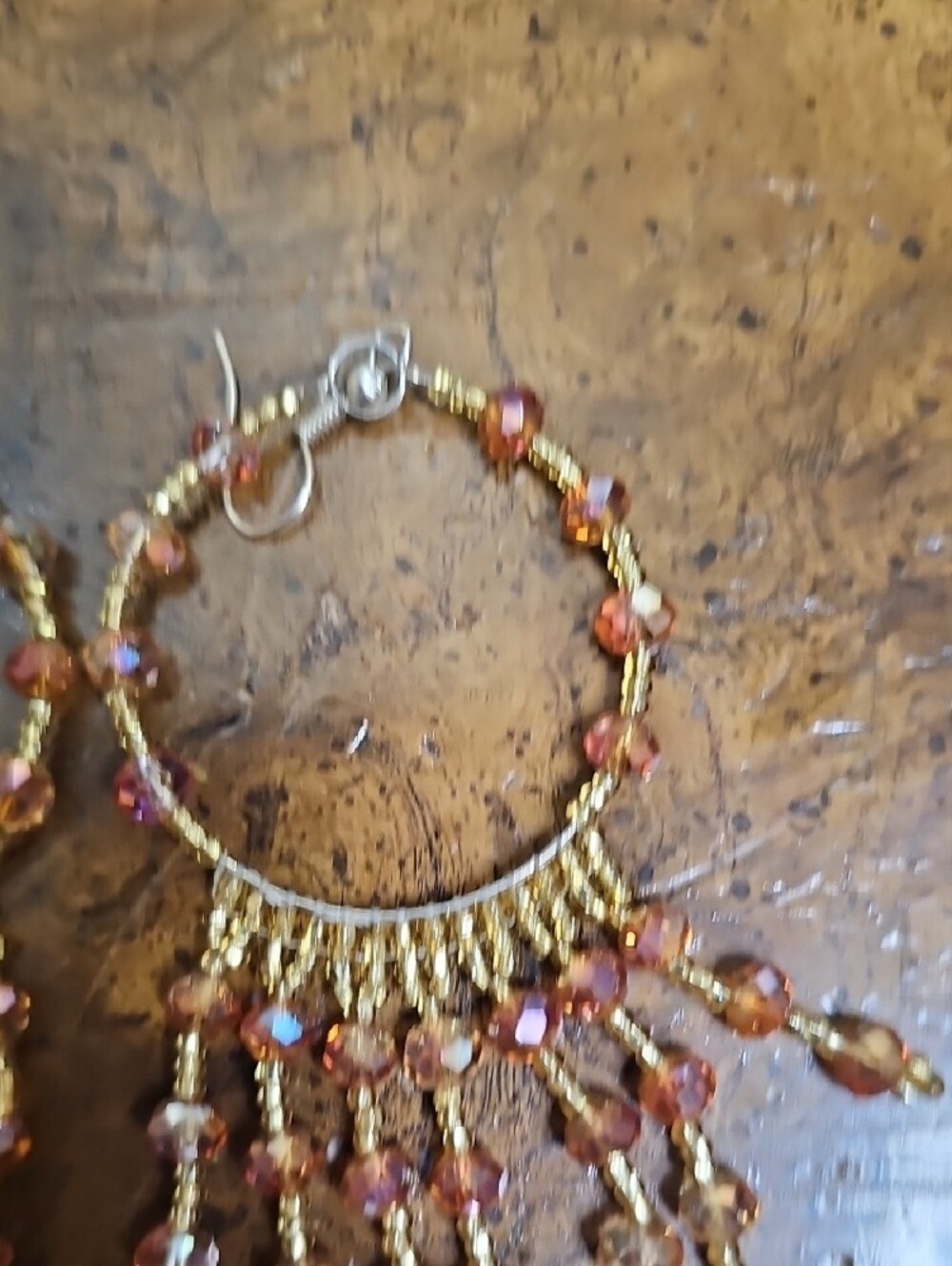 HUICHOL Gold and Amber Beaded Fringe Hoop Earrings - Women's Jewelry - Picture 4 of 7